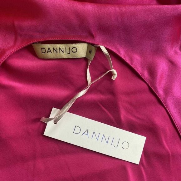 DANNIJO ACID PINK SILK MIDI DRESS - Picture 3 of 9